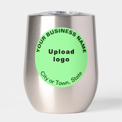 Light Green Round Business Brand on Stainless Thermal Wine Tumbler