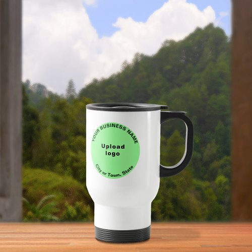 Light Green Round Business Brand on Travel Mug