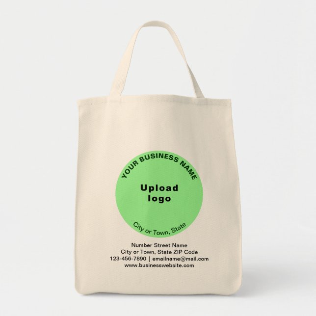 Light Green Round Shape Business Brand on Grocery Tote Bag (Front)