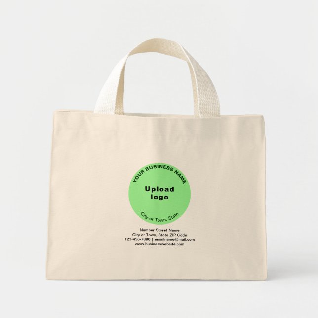 Light Green Round Shape Business Brand on Mini Tote Bag (Front)