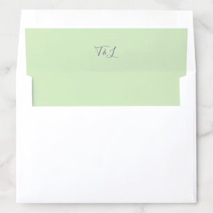 Light Green   Script Initials Wedding Envelope Liner