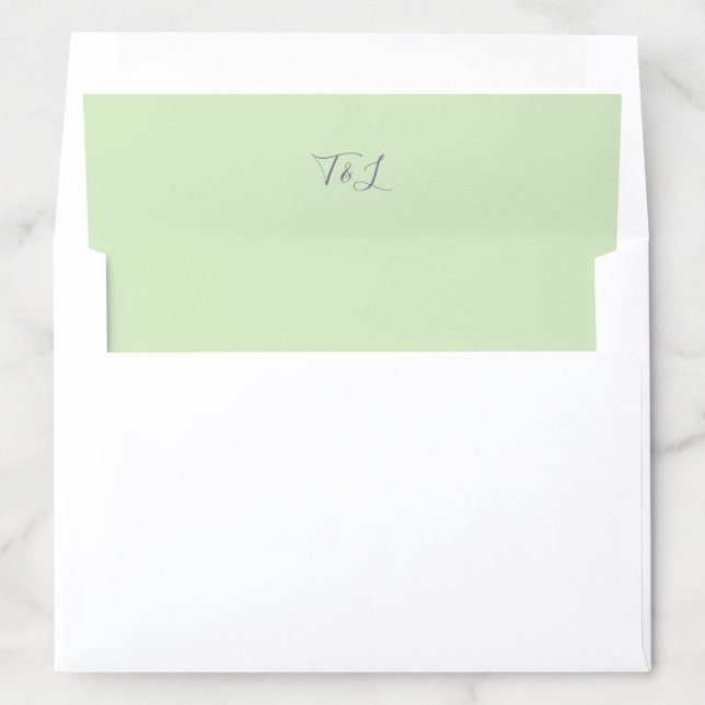 Light Green | Script Initials Wedding Envelope Liner (In Envelope)