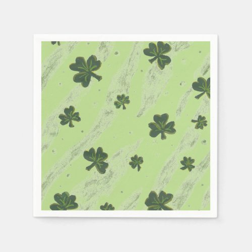 Light green shamrock pattern cocktail paper napkin