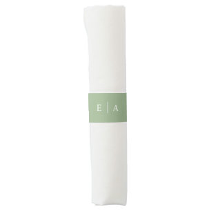 Light Green Simple Elegant Monogram Initials Napkin Bands
