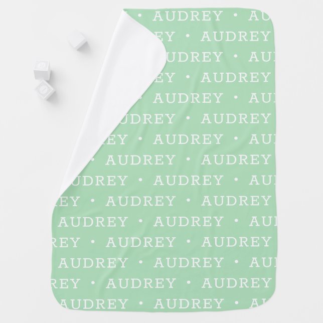 Light Green Simple Girl Personalized Name Baby Blanket (In Situ)