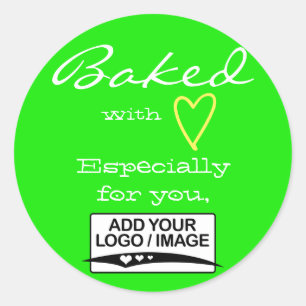 Light Green Simple Minimalist Made with Love Logo Classic Round Sticker