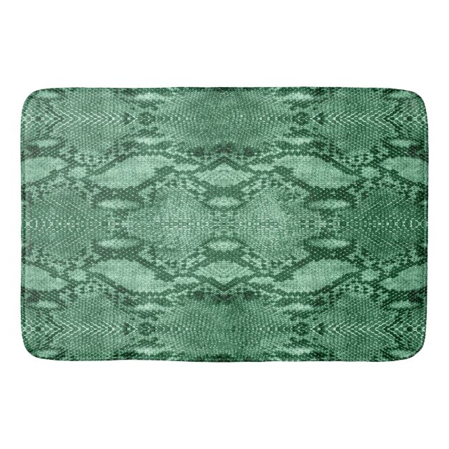 Light Green Snake Skin Print Bath Mat (Front)