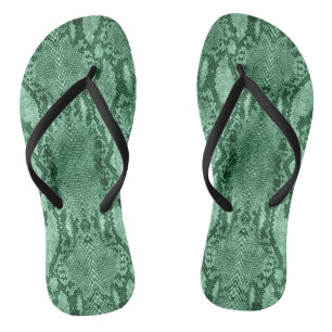 Light Green Snake Skin Print Flip Flops