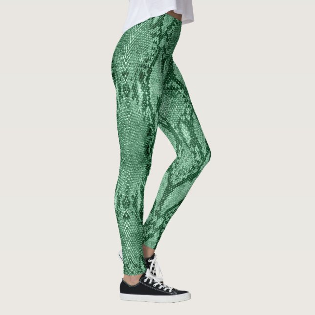 Light Green Snake Skin Print Leggings (Right)