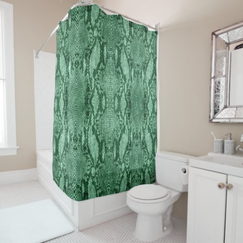 Light Green Snake Skin Print Shower Curtain