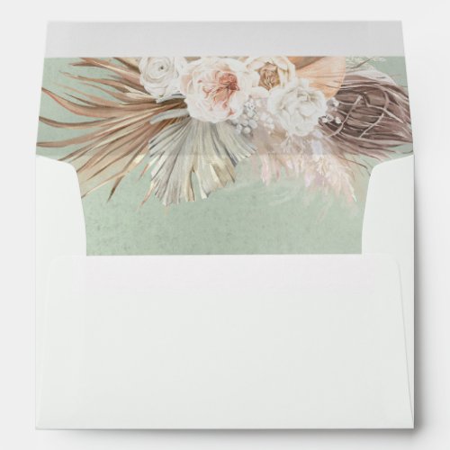 Light Green Soft Pastel Floral Pampas Grass Envelope