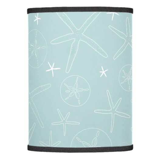 Light Green Starfish & Sand Dollar Lamp Shade (Front)