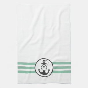 Light Green Stripes with Anchor Monogram Towel