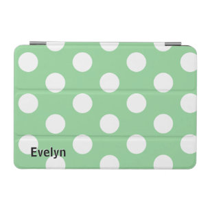 Light Green Stylish White Polka Dot Pattern Dotted iPad Mini Cover