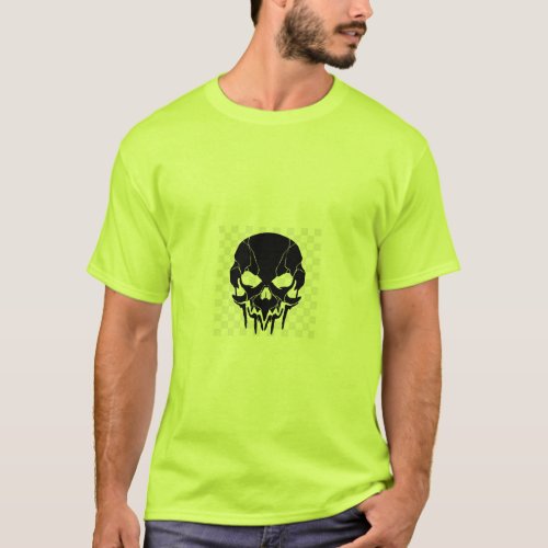 Light Green T_Shirt with Black Skull Face Logo