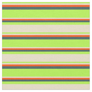 Light Green, Tan, Red & Dark Slate Gray Pattern Fabric