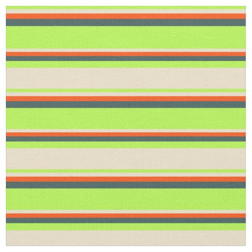 Light Green, Tan, Red & Dark Slate Gray Pattern Fabric