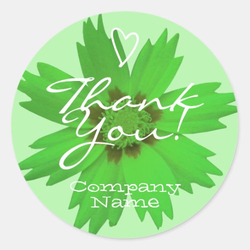 Light Green Teal Flower Blossom Thank You Labels
