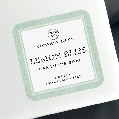 Light green texture border square product label