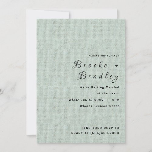 Light Green Textured Wedding  Invitation