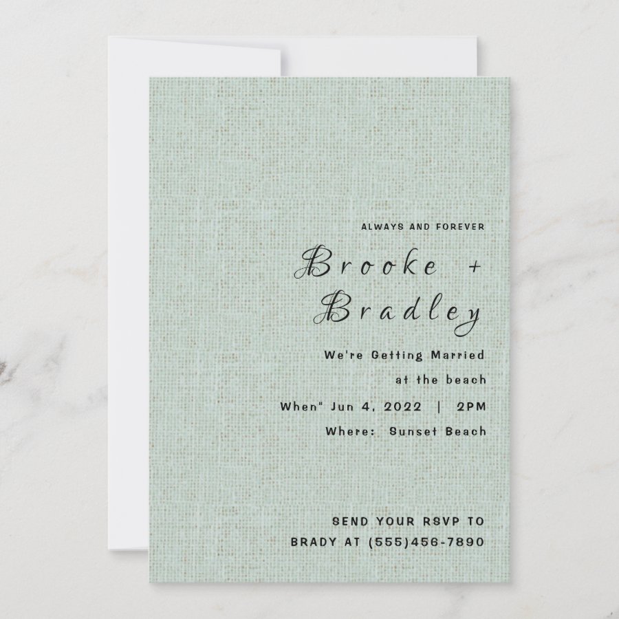 Light Green Textured Wedding  Invitation