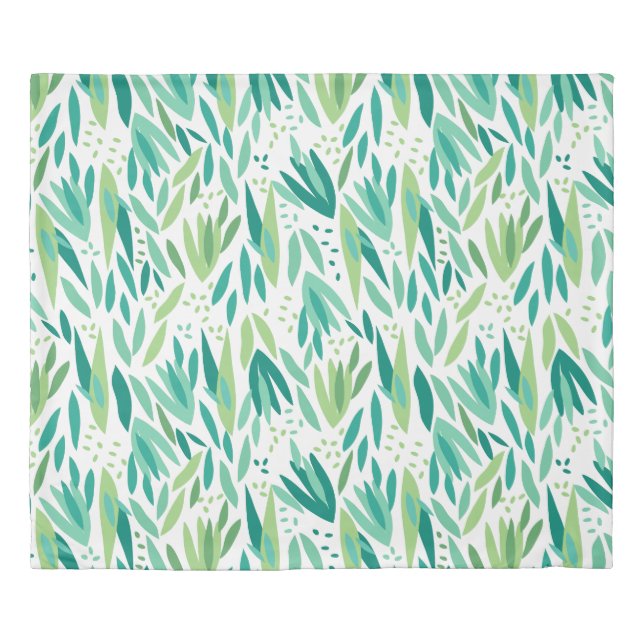 Light Green tones Tropical Leafs Pattern Duvet Cover (Front)