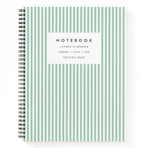 Light Green Vertical Stripe Notebook