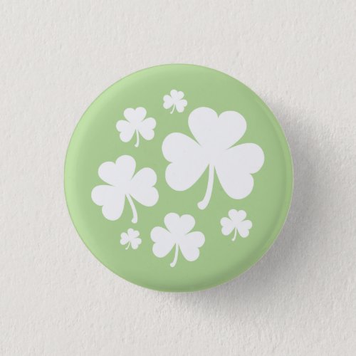 Light Green w White Shamrocks Irish Pride Pinback Button