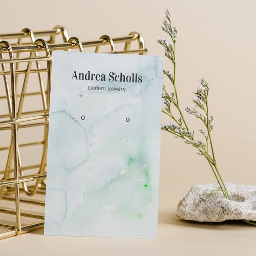 Light Green Watercolor Jewelry Earring Display Business Card