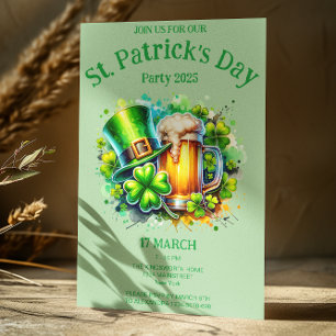Light green watercolor St. Patrick's day Party Invitation