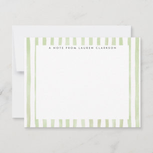 Light Green Watercolor Striped  Note Card