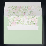 Light Green Watercolor Wedding Envelope<br><div class="desc">This envelope has a light green exterior with a rose pink floral watercolor design on the inside and flap. The return address is on the outside flap in a white all-caps serif font.  This envelope coordinates with the other products in the Sweet Crest Monogram Wedding Collection.</div>
