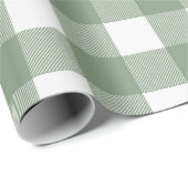 Light Green White Buffalo Check Plaid Wrapping Paper (Roll Corner)