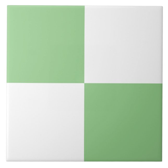 Light Green White Checkered Ceramic Tile (Front)
