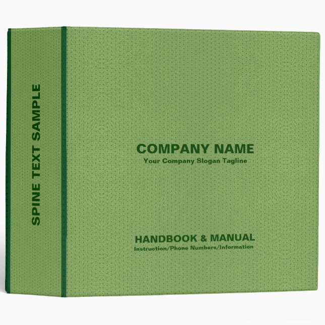 Light Green With Dark Green Leather texture 3 Ring Binder (Front/Spine)