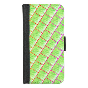 Light green with squares simulating wall effect iPhone 8/7 wallet case