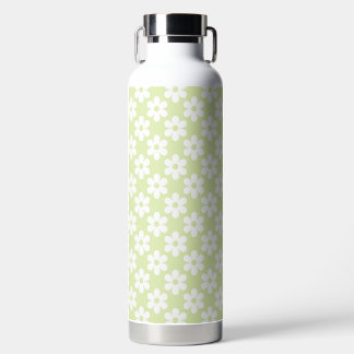 LIGHT GREEN WITH WHITE DAISY FLOWERS WATER BOTTLE