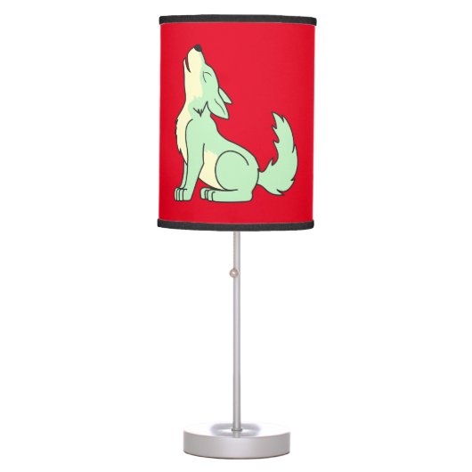 Light Green Wolf Pup Howling Table Lamp (Front)