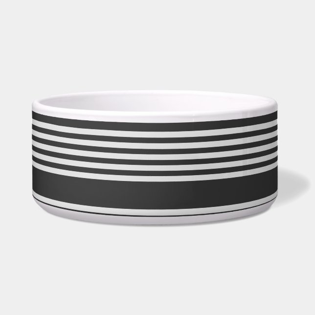 Light grey and charcoal five stripes pattern bowl (Front)
