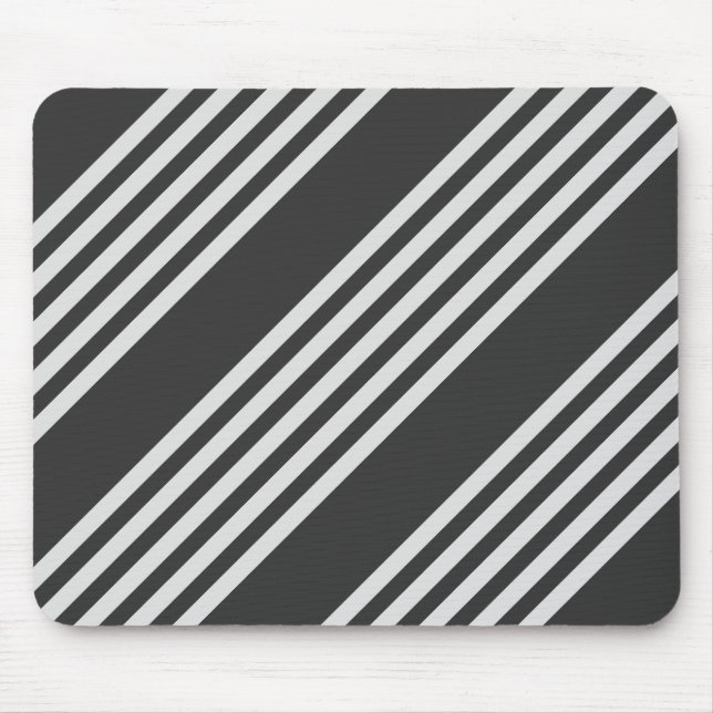 Light grey and charcoal five stripes pattern mouse pad (Front)