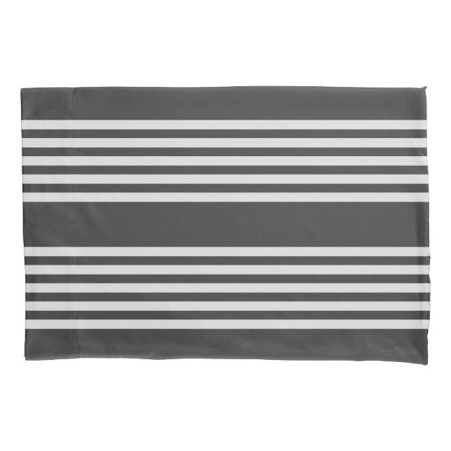 Light grey and charcoal five stripes pattern pillow case (Front)