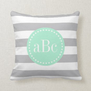 Light Grey And Mint Monogram Throw Pillow by BellaMommyDesigns at Zazzle