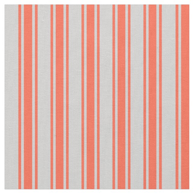 Light Grey and Red Colored Stripes Fabric (Close Up)