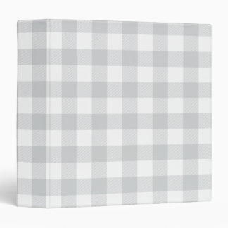 Light Grey and White Buffalo Plaid Gingham 3 Ring Binder