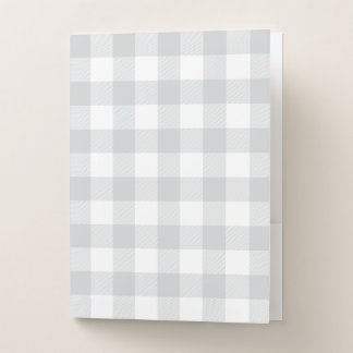 Light Grey and White Buffalo Plaid Gingham Pocket Folder