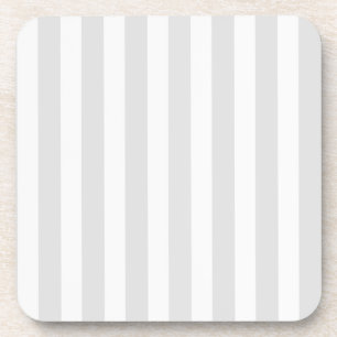 Light grey and white candy stripes beverage coaster