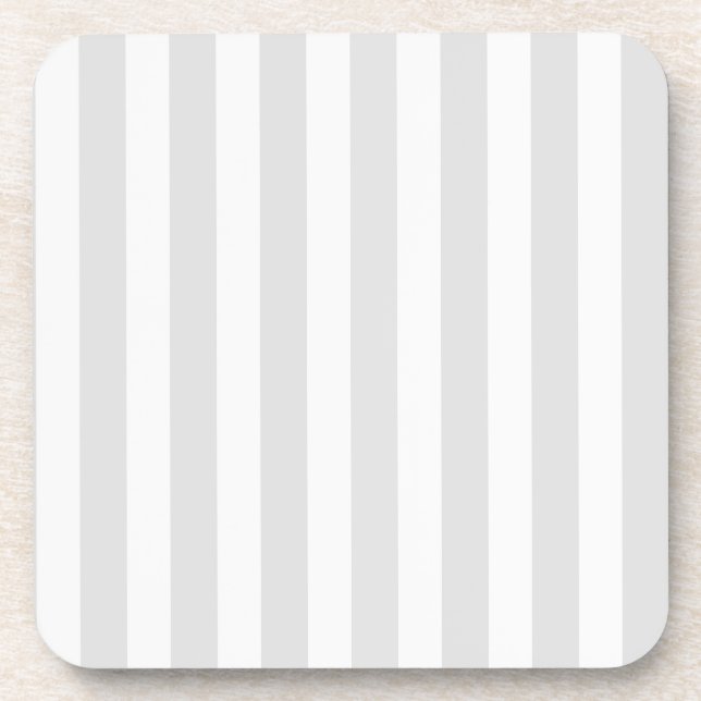 Light grey and white candy stripes beverage coaster (Front)