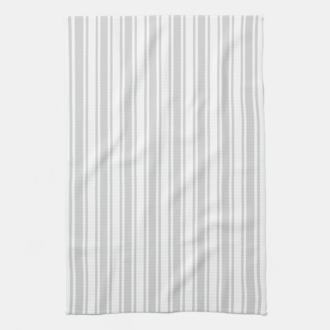 Light grey and white candy stripes kitchen towel (Vertical)