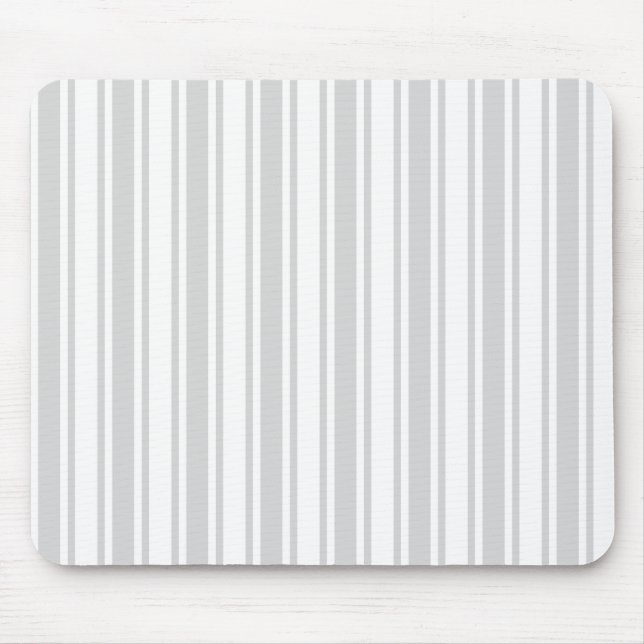 Light grey and white candy stripes mouse pad (Front)