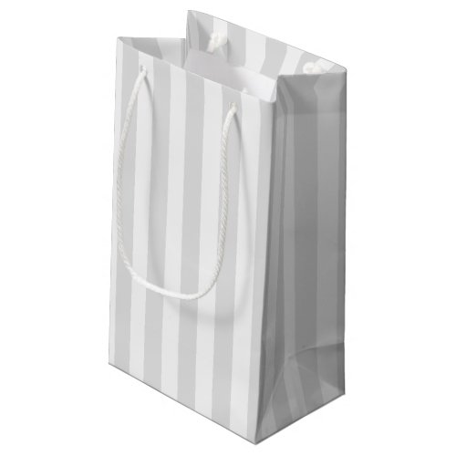 Light grey and white candy stripes small gift bag